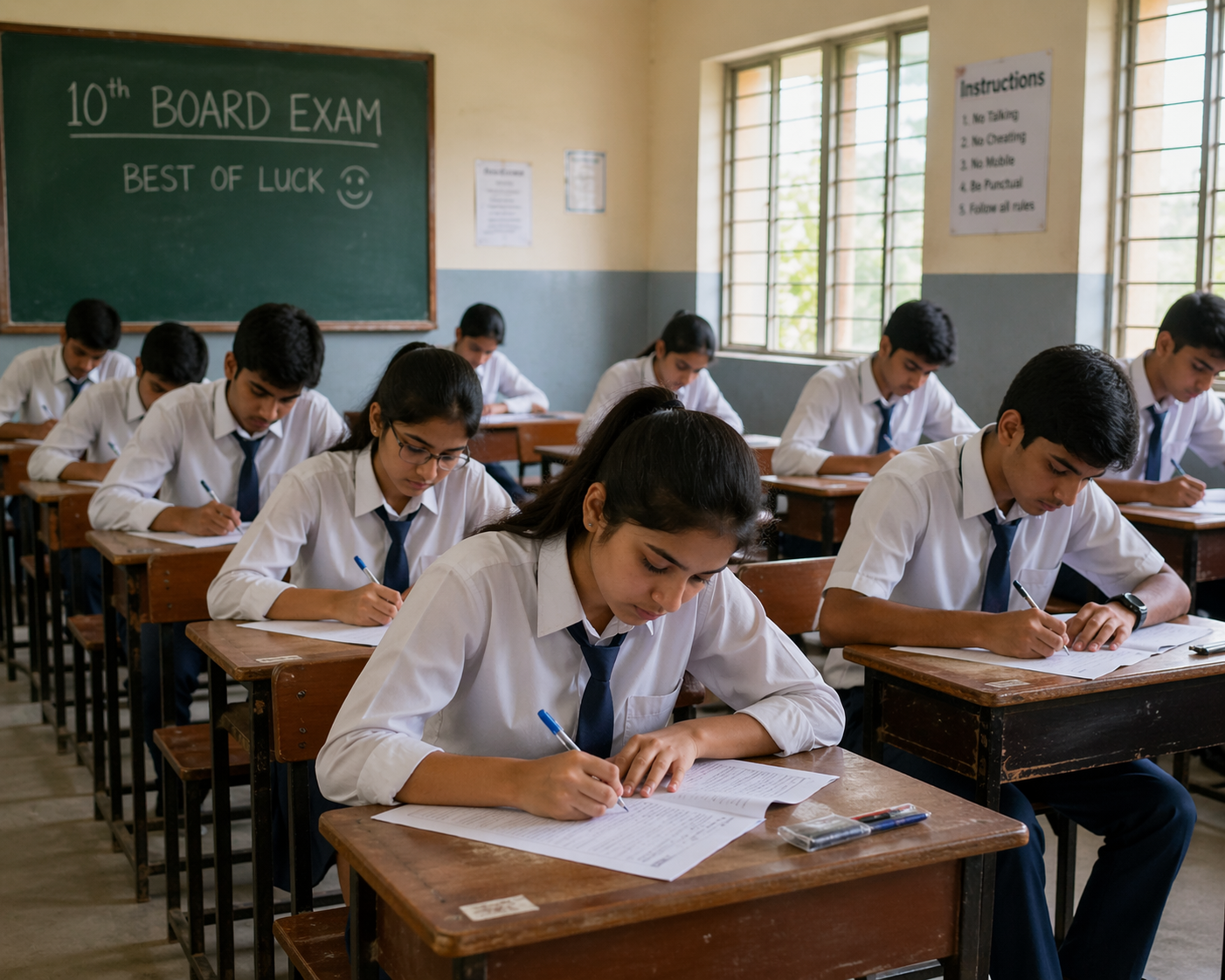 Exam paper students writing exam in classroom